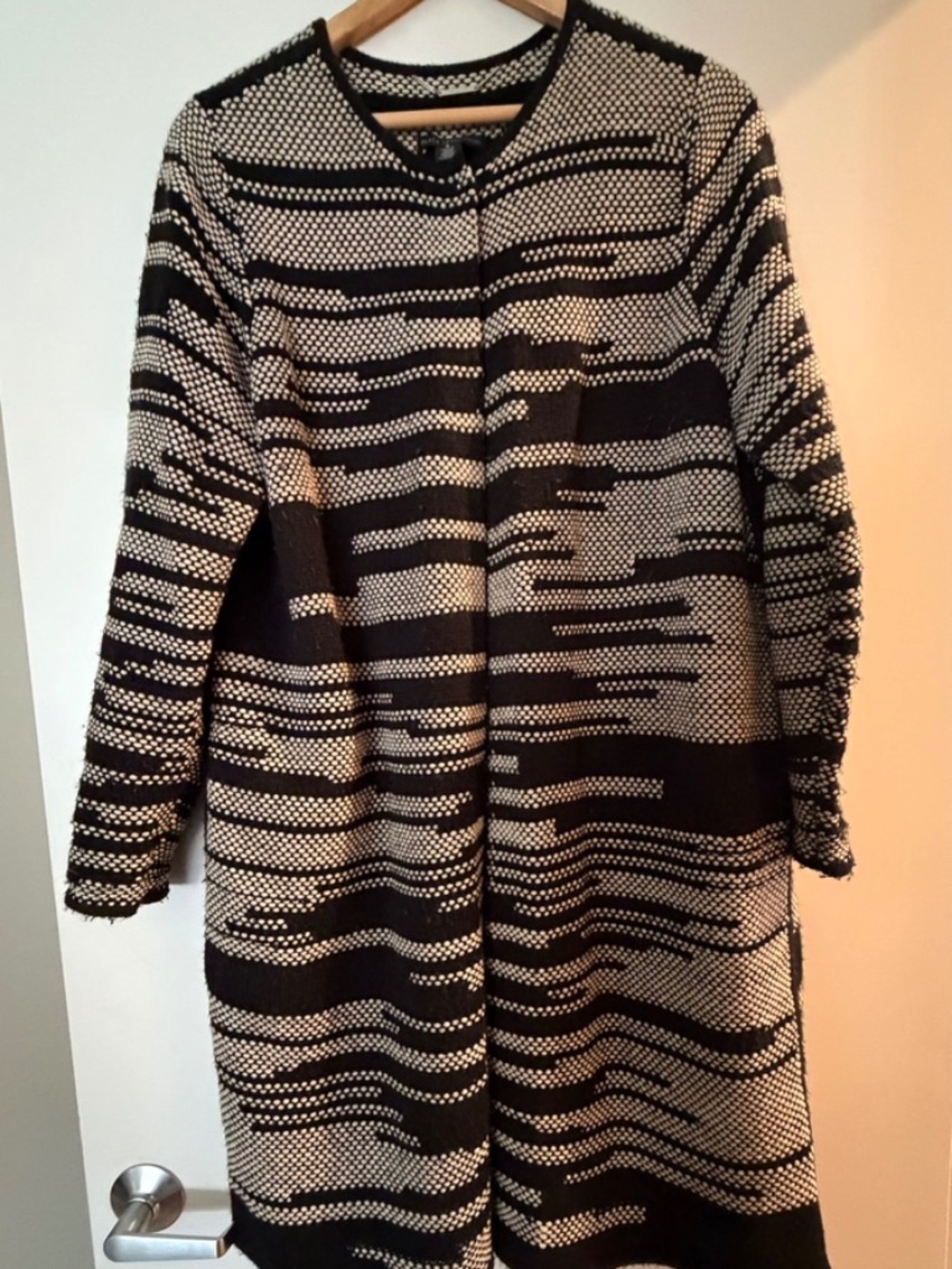 Chico's Sweater Coat Black/Cream Size L